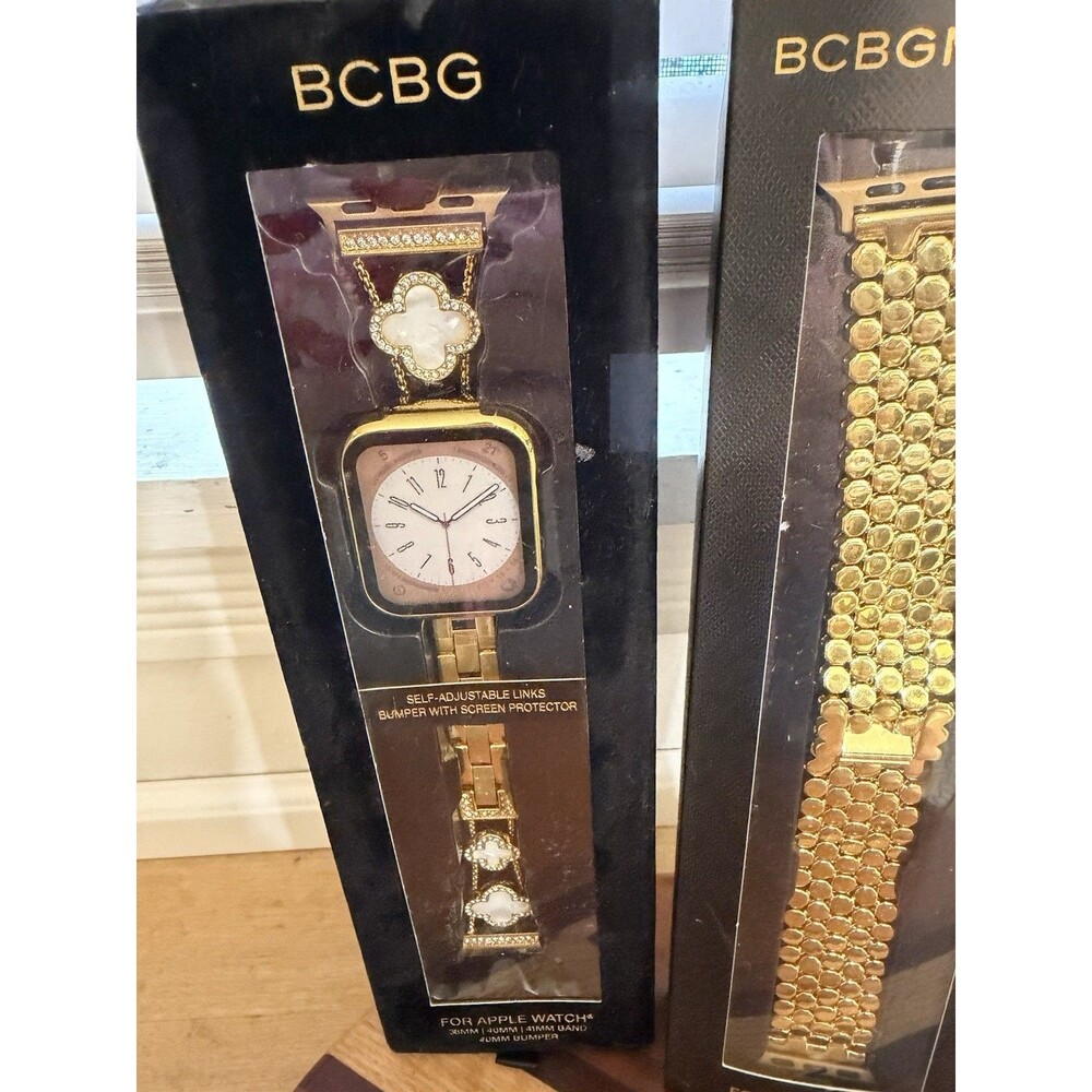 BCBG BCBGMAXAZRIA Apple Watch Bands Lot of 2 Gold 38mm 40mm 41mm Open Box - Picture 3 of 9